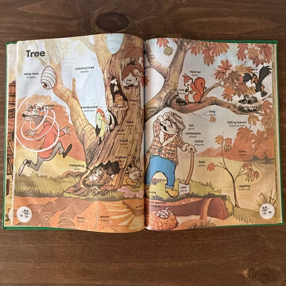 Lot of 4 Vintage Disney Mickey Mouse Bilingual Spanish English Vocabulary Books